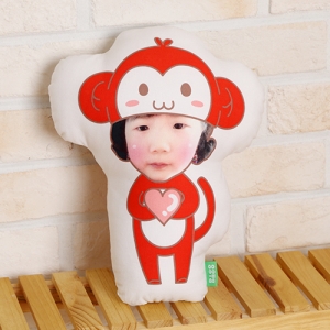 아기 원숭이 얼굴사진 포토인형 대두쿠션